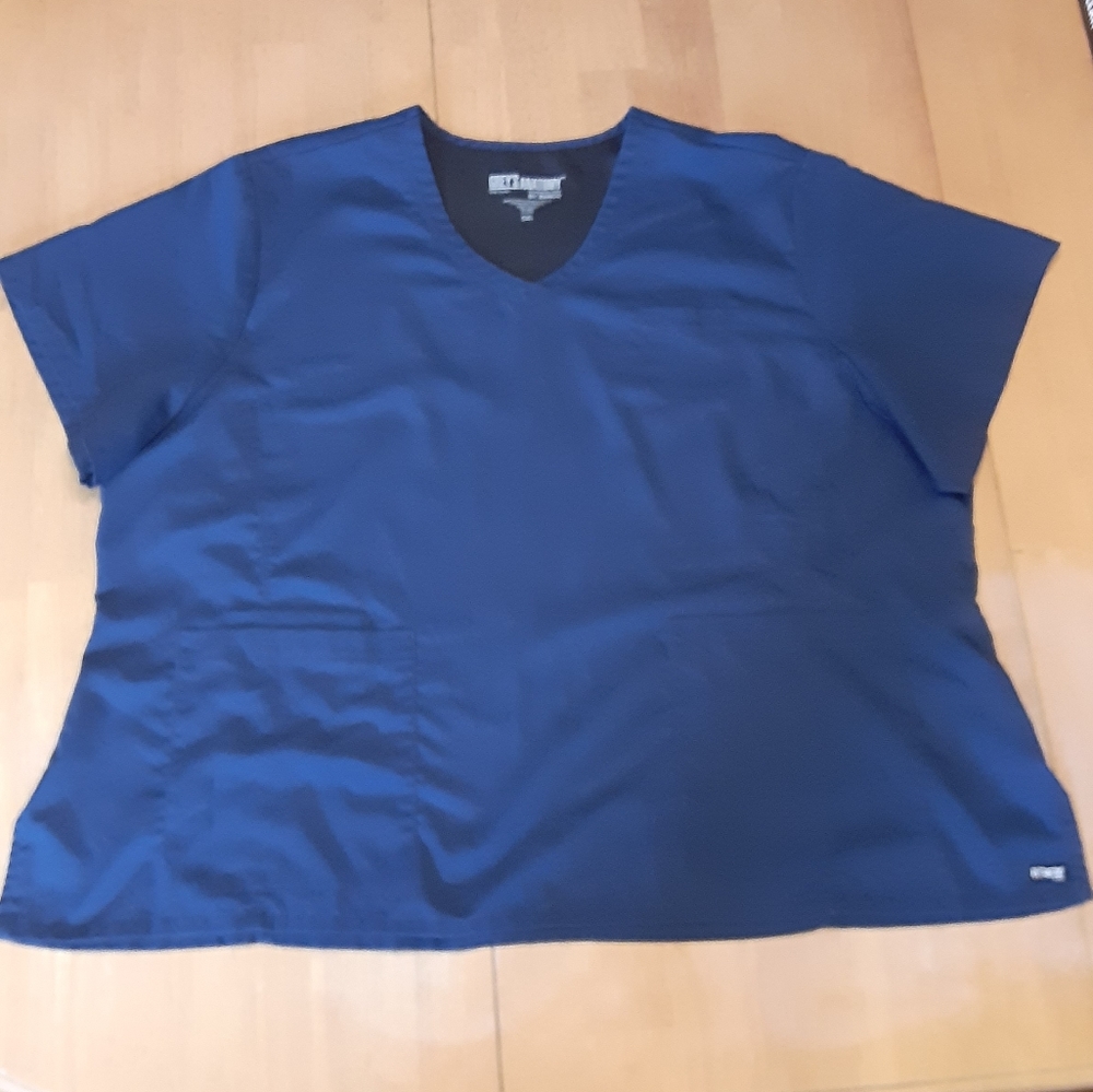 GREY'S ANATOMY #41460 VNECK SCRUB TOP in INDIGO/NAVY BLUE WOMENS SIZE 5XL.